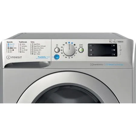 Grade A Indesit BDE 96436 SV UK Push&Go Freestanding Washer Dryer - Silver - 9/6kg - A/D energy rated - 1400 RPM