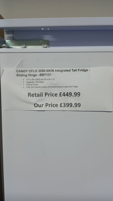 Grade A CANDY CFLO 3550 EK/N Integrated Tall Fridge - Sliding Hinge BB7131