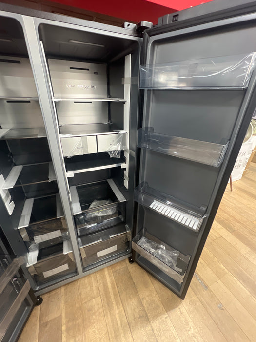 Grade A Hisense PureFlat Eclipse RS9P628GPFE, Plumbed Side By Side Fridge Freezer, E Rated In Dark Steel