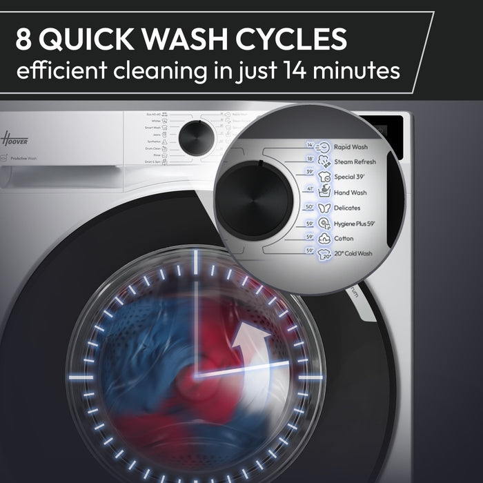 Hoover HGD 48SB8C-80 Washing Machine, 8kg, 1400 Spin, White, A Rated