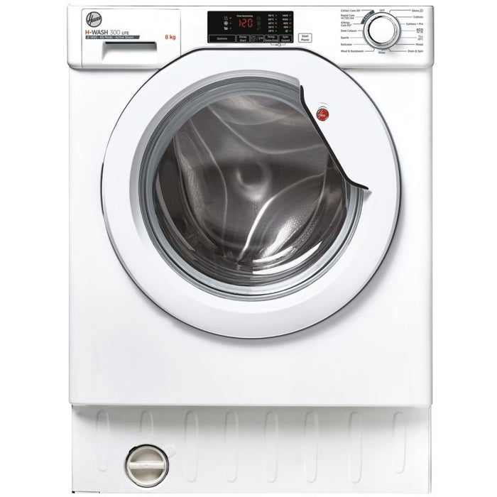 Hoover HBWS 48D1W4J-80 Integrated Washing Machine, 8kg, 1400 Spin, White, B Rated