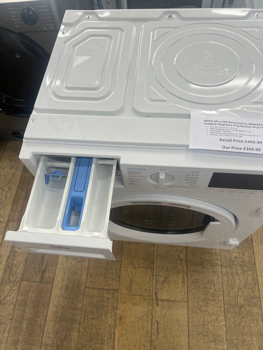 Grade A BEKO Pro RecycledTub WDIK854441 Bluetooth Integrated 8 kg Washer Dryer -BB5048