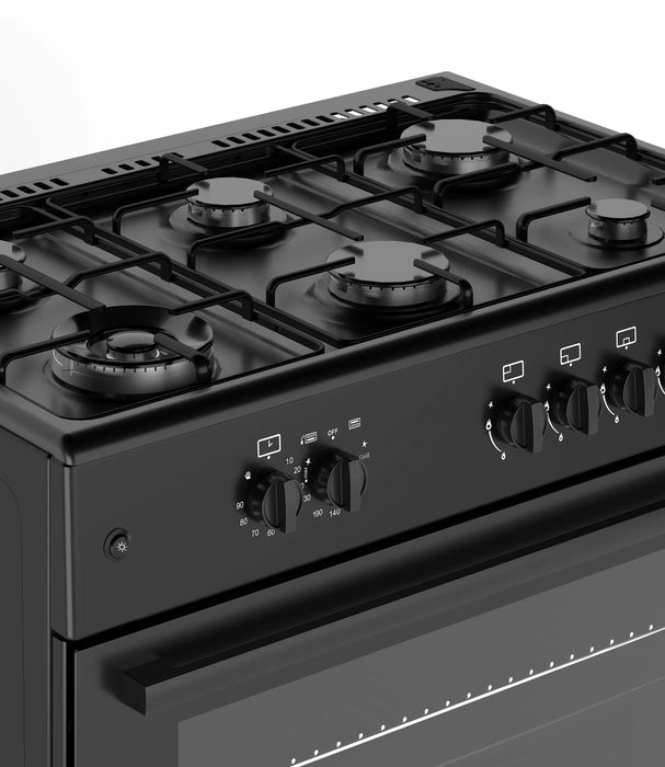 Ferre F9S60G2-BL 90cm Gas Range Cooker With 6 Burner(1 Wok) Gas Hob - Matte Black