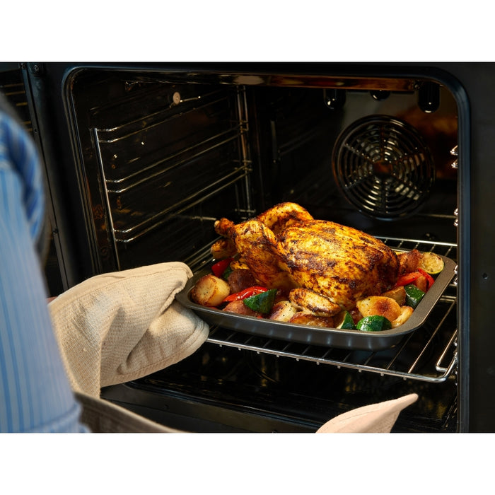 Belling Farmhouse 90DF 90cm Dual Fuel Range Cooker, Black, A Rated (444411820)