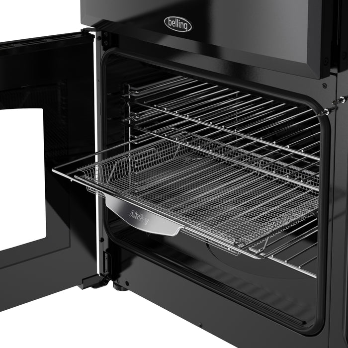 Belling Farmhouse 90DF 90cm Dual Fuel Range Cooker, Black, A Rated (444411820)