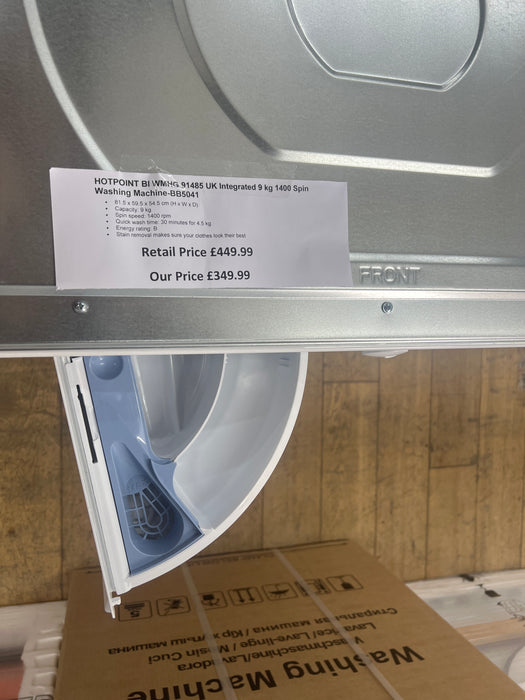 Grade A Hotpoint BIWMHG91485UK Integrated 9kg Washing Machine with 1400 rpm - White - C Rated -BB5041