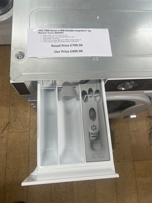 Grade A AEG L7WE7631BI Integrated 7Kg / 4Kg Washer Dryer with 1550 rpm - White - E Rated -BB5065