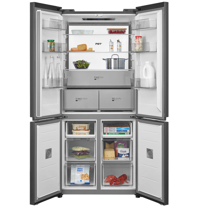 Midea MDRM706BIE70 - Midnight Glass American Fridge Freezer - 515L - E Energy