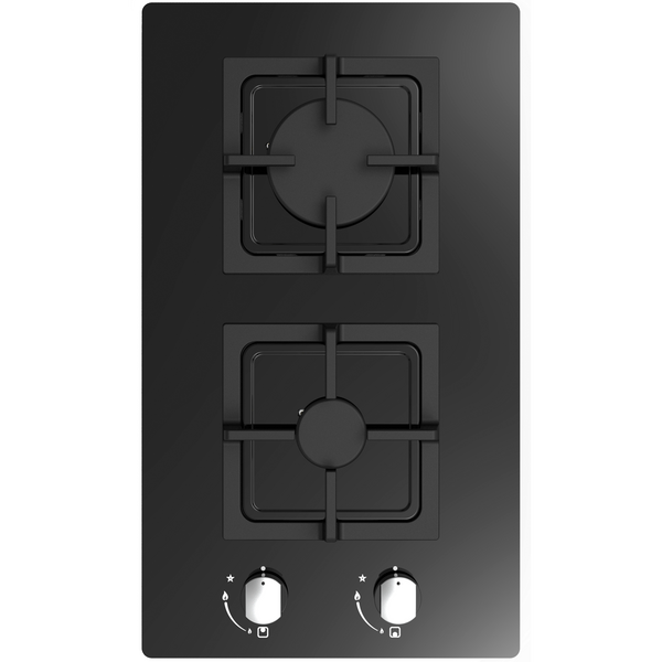 CATA UBGOG302BK 300 - 30cm 2 Burner Black Gas on Glass Hob