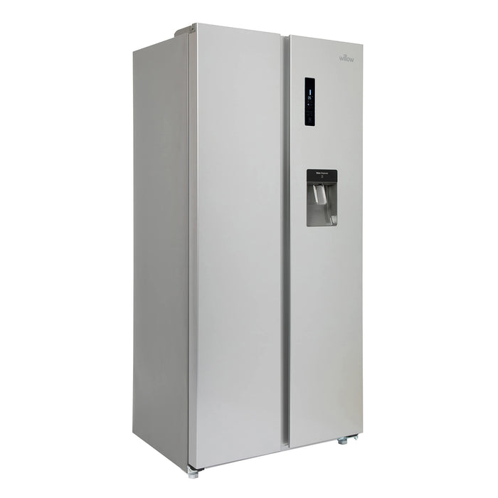 Willow WSBS84DS American Style Side By Side Fridge Freezer with Non-Plumbed Water Dispenser in Silver Frost Free, 430 Litre Capacity