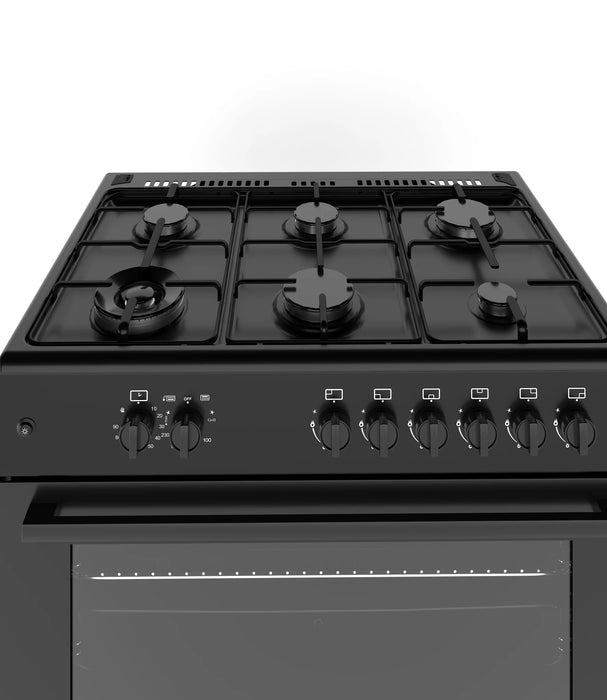 Ferre F9S60G2-BL 90cm Gas Range Cooker With 6 Burner(1 Wok) Gas Hob - Matte Black