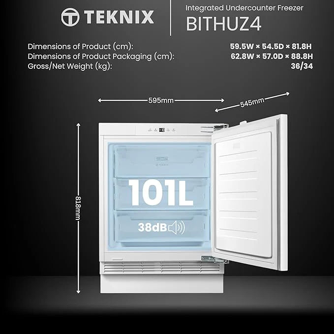 Teknix BITHUZ4 - Integrated Undercounter Freezer - E energy