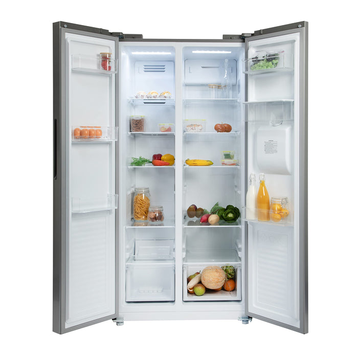 Willow WSBS84DS American Style Side By Side Fridge Freezer with Non-Plumbed Water Dispenser in Silver Frost Free, 430 Litre Capacity
