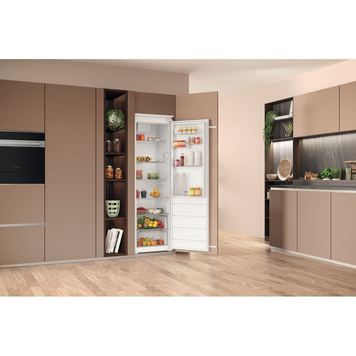 Hotpoint HTSD18A011A1 Integrated Larder Fridge, Sliding Hinge, Stainless Steel, E Rated