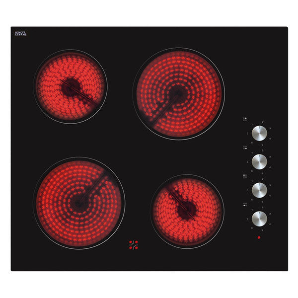 Matrix MHC101FR 60CM Four Zone Black Glass Easy Clean Side Control Ceramic Hob