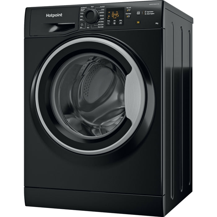 Hotpoint NSWM 846 BS UK Washing Machine, 8kg, 1400 Spin, Black, A Rated