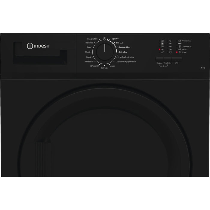 Indesit C YD C82 BBGL UK Condenser Tumble Dryer, 8kg, Black, B Rated