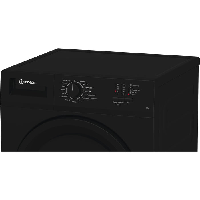 Indesit C YD C82 BBGL UK Condenser Tumble Dryer, 8kg, Black, B Rated