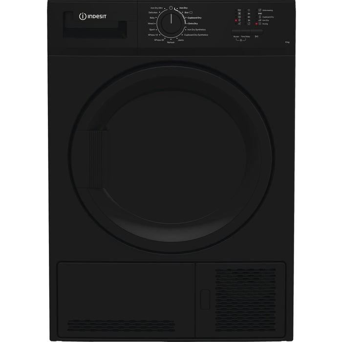 Indesit C YD C82 BBGL UK Condenser Tumble Dryer, 8kg, Black, B Rated
