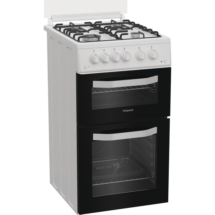 Grade A Hotpoint HTG5GCWL 50cm wide Single Oven Gas Cooker - White - A+/A Rated