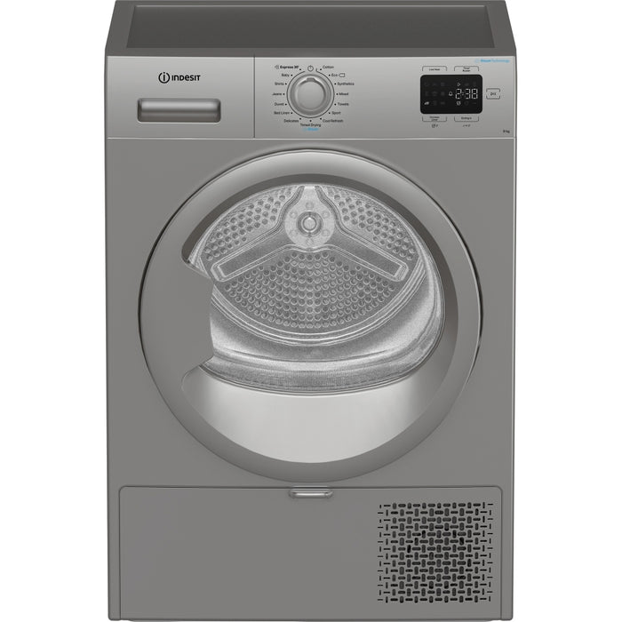 Indesit C YD 92D SS UK Heat Pump Tumble Dryer, 9kg, Silver, A+ Rated