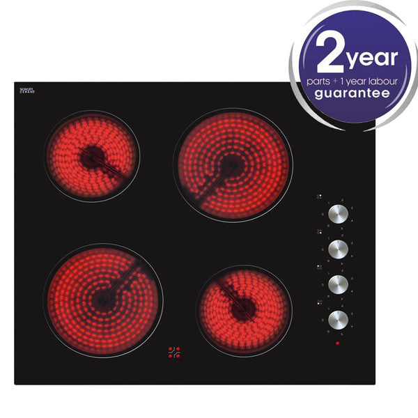 Matrix MHC101FR 60CM Four Zone Black Glass Easy Clean Side Control Ceramic Hob