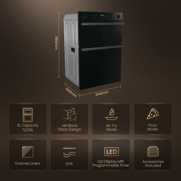 Hisense BID914221ADBG Built-In Electric Double Oven, Black, A Rated