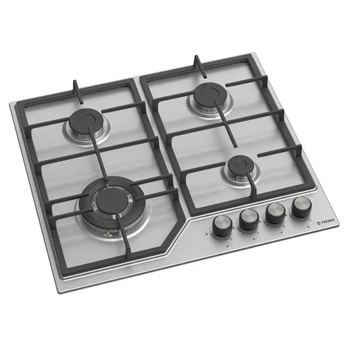 Teknix BITK260GHX- 60cm Gas Hob, Stainless- 4 Burners - 2 Year Warranty