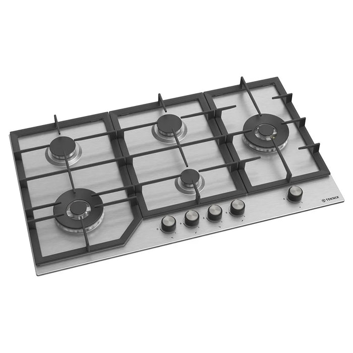 Teknix BITK290GH5X, 90cm Gas Hob, Stainless Steel