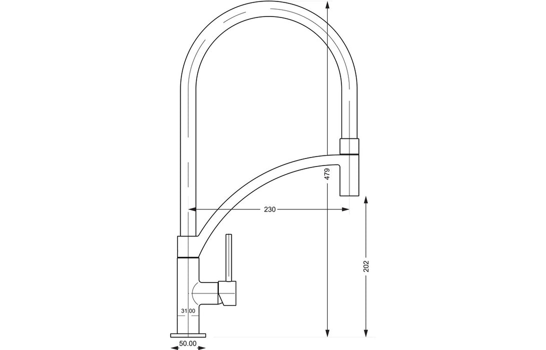 Prima Swan Neck Single Lever Mixer Tap w/Pull Out - Black