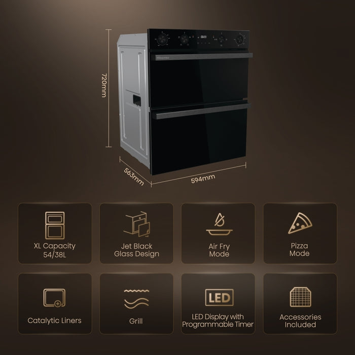 Hisense BUD714221CDBG Built-Under Electric Double Oven, Black, A Rated