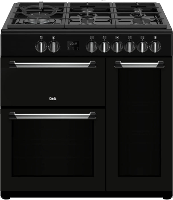 CREDA C90RCDFCBL 90cm Dual Fuel Range Cooker in Black