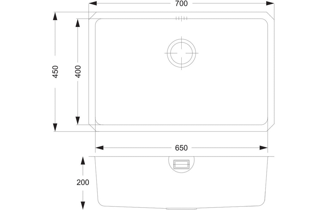IKSTAR  1.0 Bowl Undermount Extra Large Kitchen Sink with Waste Kit 700mm L x 450mm W - Stainless Steel