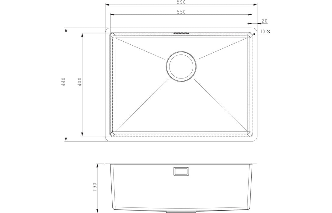 Ikstar Large 1.0B R10 Inset/Undermount Sink - St/Steel