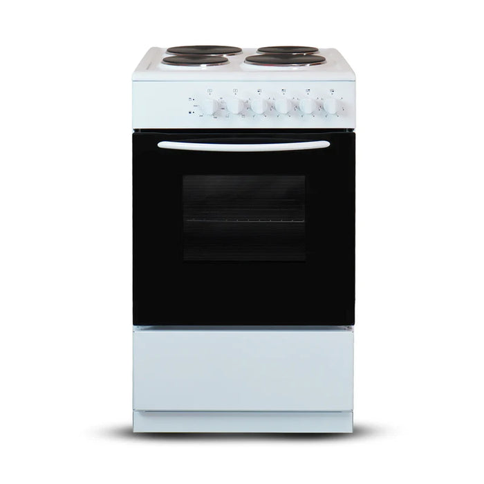 Montpellier CSE46W - White 50cm Electric Cooker - Solid Plate Hob - A Energy
