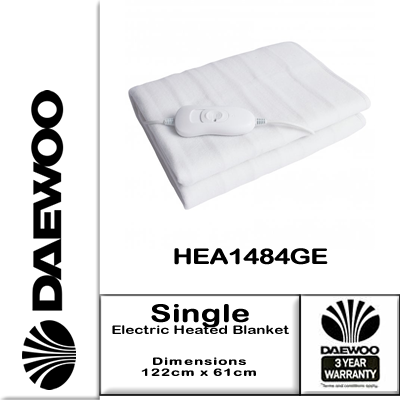 Daewoo HEA1484GE Single Heated Fleece Underblanket Size: 61cm x 122cm
