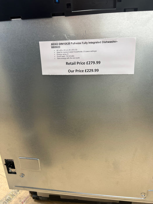 Grade A BEKO DIN15X20 Full-size Fully Integrated Dishwasher -BB5023