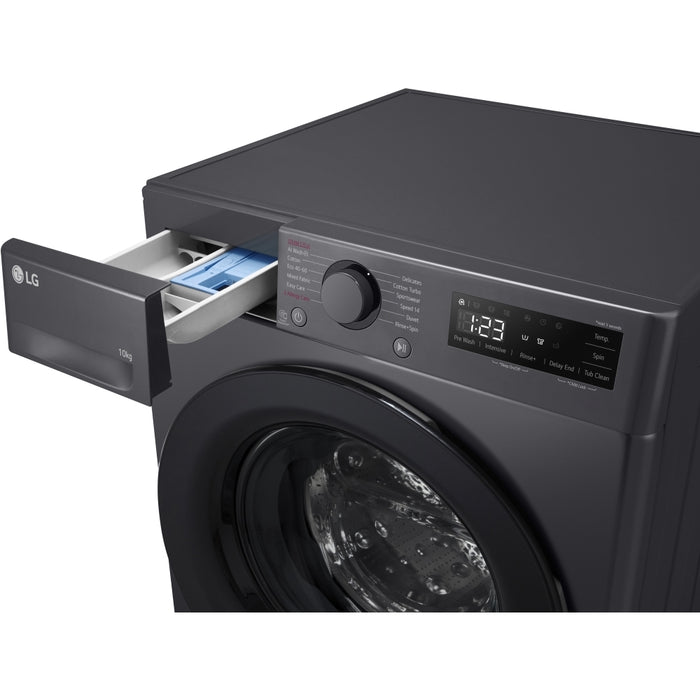 LG F4Y510GBLN1 Washing Machine, 10kg, 1400 Spin, Grey, A Rated