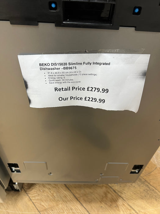 Grade A BEKO DIS15020 Slimline Fully Integrated Dishwasher BB9675
