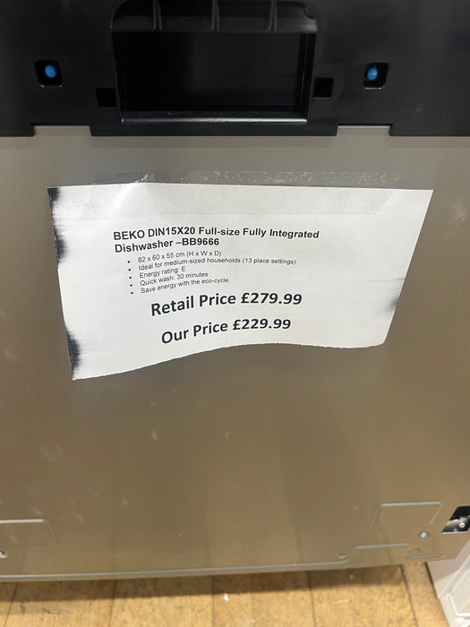 Grade A BEKO DIN15X20 Full-size Fully Integrated Dishwasher -BB9666