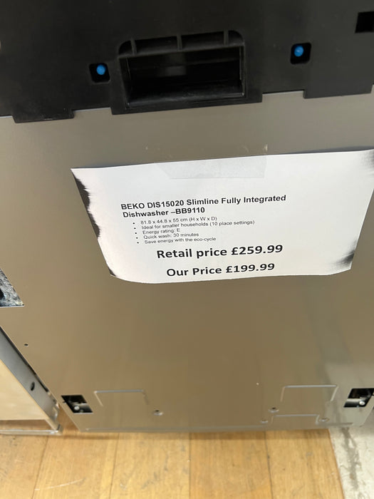 Grade A BEKO DIS15020 Slimline Fully Integrated Dishwasher BB9110