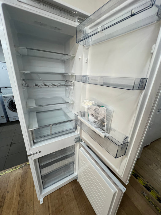 Grade A Hisense RIB312F4AWE No Frost Integrated Fridge Freezer, Sliding Hinge, 70/30, White, E Rated BB9127
