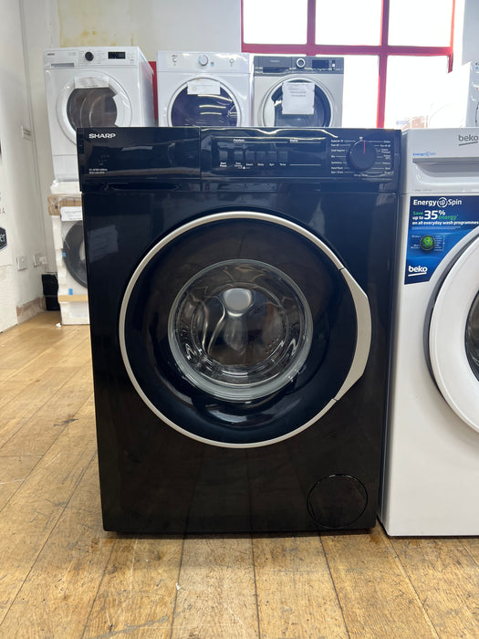 Grade A SHARP ES-NFB814BBNA-EN 8 kg 1400 Spin Washing Machine - Black BB9216