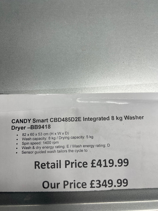 Grade A CANDY Smart CBD485D2E Integrated 8 kg Washer Dryer BB9418