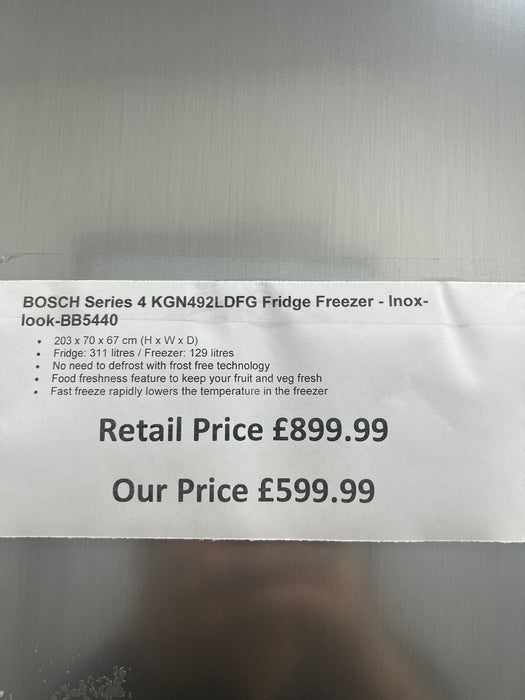 Grade A BOSCH Series 4 KGN492LDFG Fridge Freezer - Inox-look BB5440