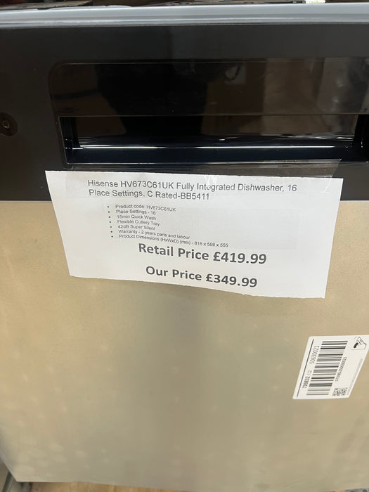Grade A HOTPOINT Ultima HIO 3T1239 W E Full-size Fully Integrated Dishwasher BB5463