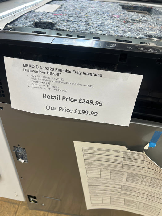 Grade A BEKO DIN15X20 Full-size Fully Integrated Dishwasher -BB5387