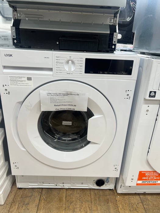LOGIK T-series LIW812W22 Integrated 8 kg 1200 Spin Washing Machine BB5397