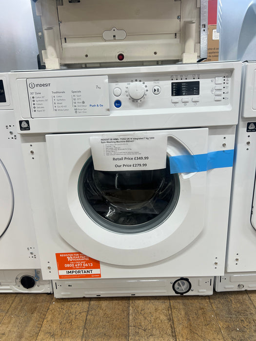 Grade A INDESIT BI WMIL 71252 UK N Integrated 7 kg 1200 Spin Washing Machine BB5401
