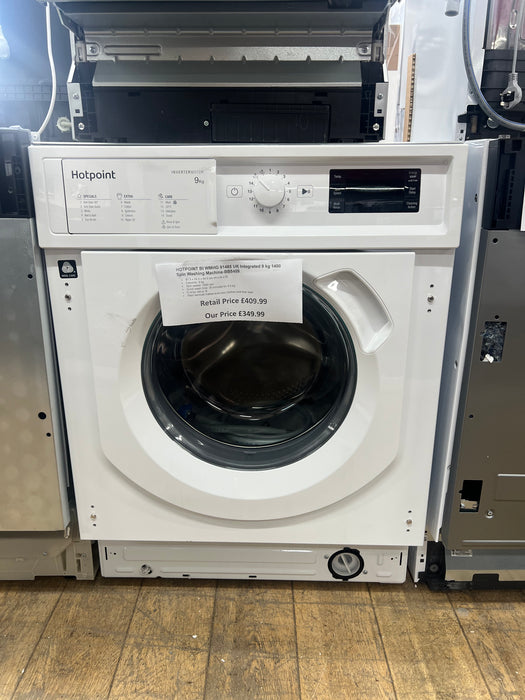Grade A Hotpoint BIWMHG91485UK Integrated 9kg Washing Machine with 1400 rpm - White - C Rated -BB5409